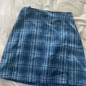 Blue plaid mini skirt